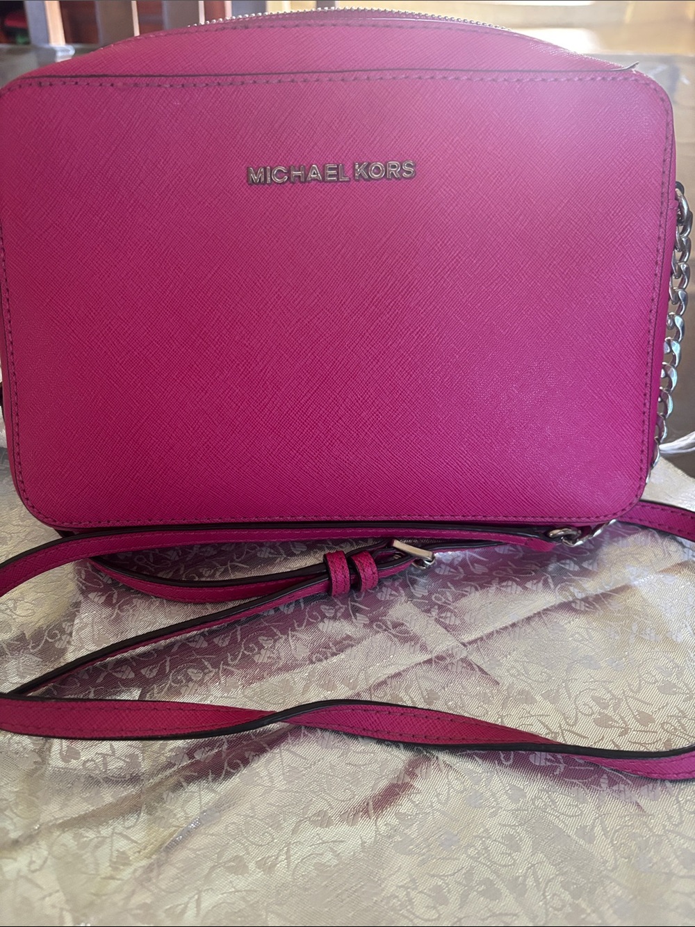 Michael Kors Magenta Saffiano Crossbody Bag